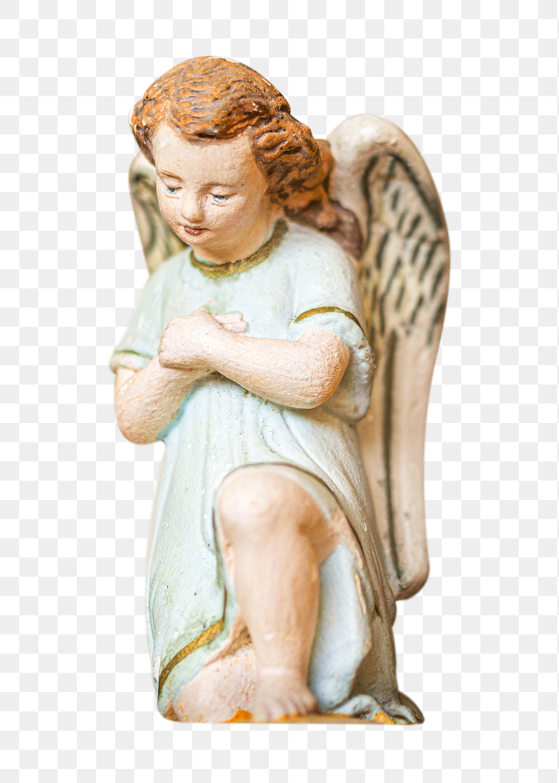 Angel praying statue png sticker, | Free PNG - rawpixel