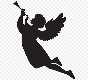 Angel Silhouette Clip art - Angel with Fanfare Silhouette PNG Clip Art Image 