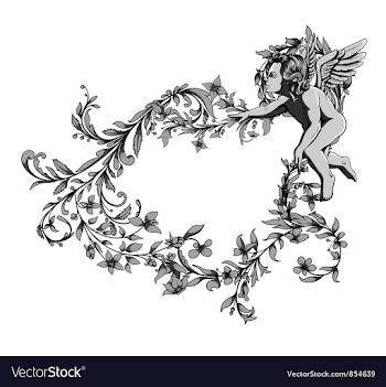 Angel with floral frame vector image