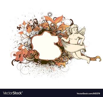 Angel with floral frame vector image