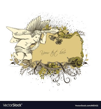 Angel with floral frame vector image