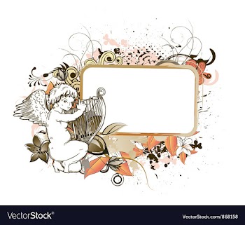Angel with floral frame vector image