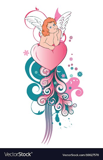 Angel with floral vector image
