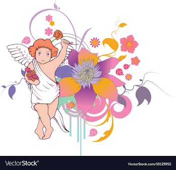 Angel with floral vector image