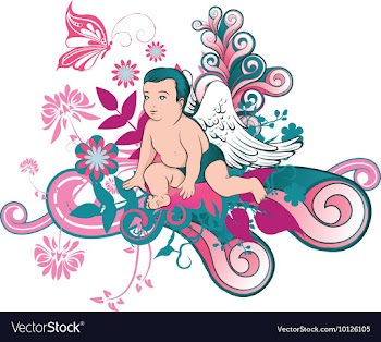 Angel with floral vector image