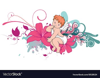 Angel with floral vector image
