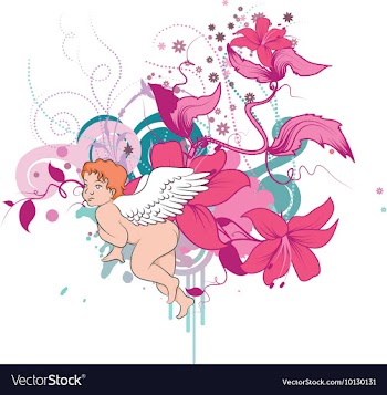 Angel with floral vector image