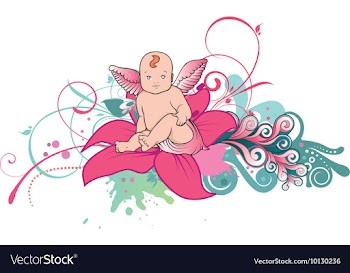 Angel with floral vector image