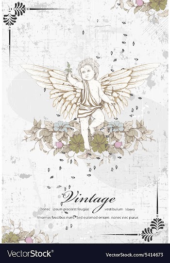 Angel with floral vector image