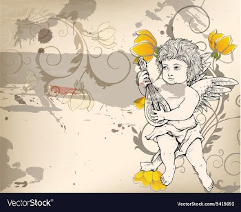 Angel with floral vector image