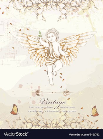 Angel with floral vector image
