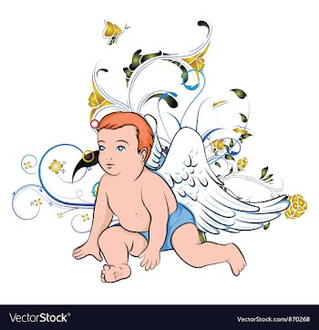 Angel with floral vector image