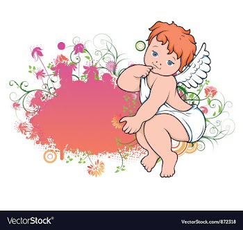 Angel with floral vector image