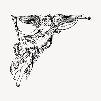 Angel with horn clipart, vintage | Free Vector - rawpixel