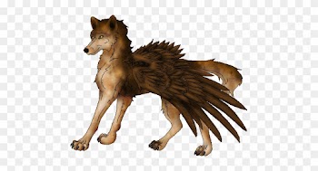 Angels And Demons Accpetin - Brown Anime Wolf With Wings