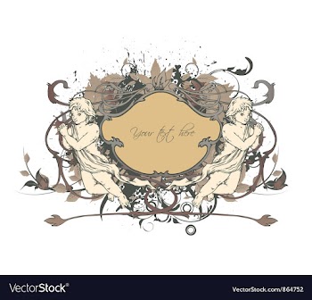 Angels with floral frame vector image