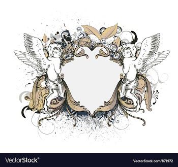 Angels with floral frame vector image