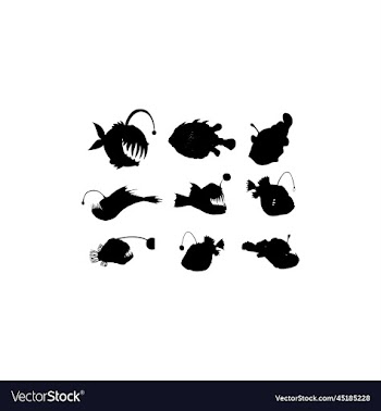 anglerfish silhouette icon set design