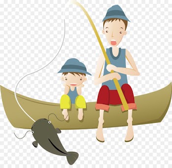 Angling Fishing Illustration - Father and son fishing together 