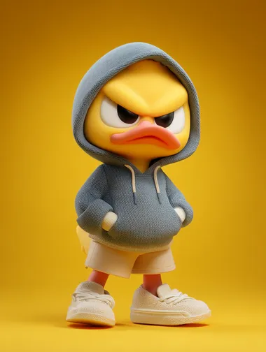 Angry Anthropomorphic Duck in Hoodie and Shorts Angry Anthropomorphic Duck in Hoodie and Shorts