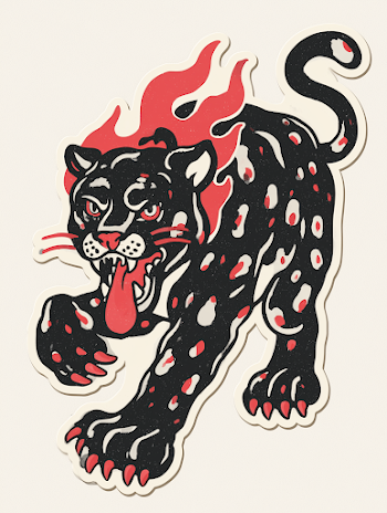 Angry Black Tiger Sticker Design