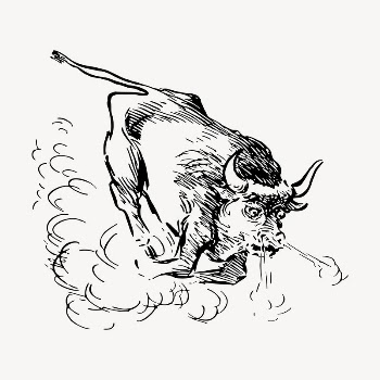 Angry bull clipart, vintage hand | Free Vector - rawpixel