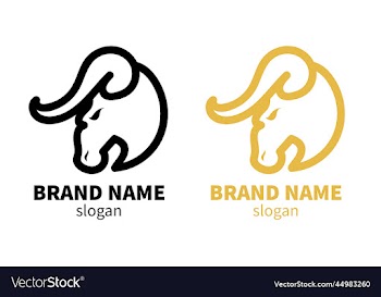 angry bull head line art logo design