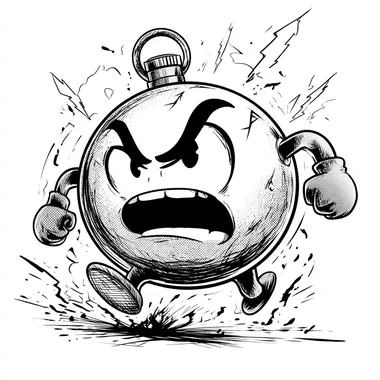 Angry Cartoon Bomb Character with Ticking Timer Angry Cartoon Bomb Character with Ticking Timer