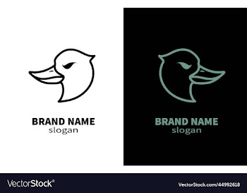 angry duck head line art bird logo design