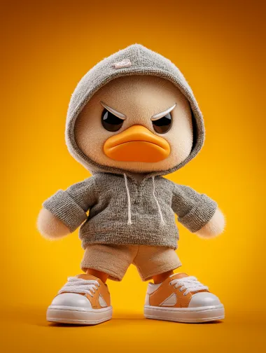 Angry Duck Toy in Hoodie and Shorts Angry Duck Toy in Hoodie and Shorts