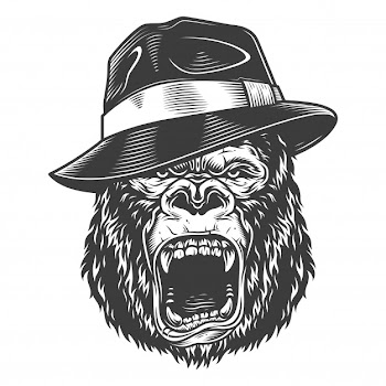 Angry gorilla in monochrome style Free Vector