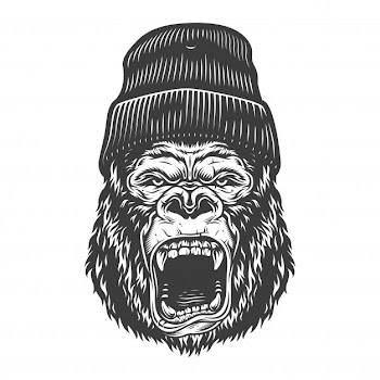 Angry gorilla in monochrome style Free Vector