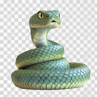 Angry Green Viper: Ultra-Realistic 3D Vintage Photo