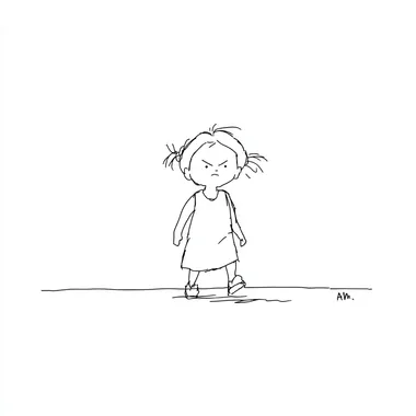 Angry Little Girl in Anime Style Angry Little Girl in Anime Style