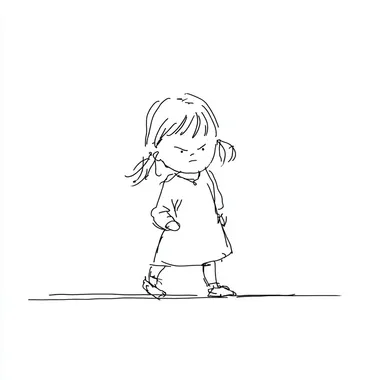 Angry Little Girl Walking in Anime Style Angry Little Girl Walking in Anime Style
