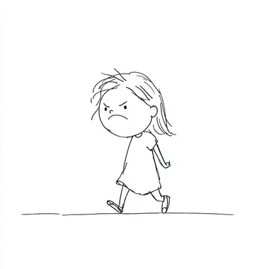 Angry Little Girl Walking in Anime Style Angry Little Girl Walking in Anime Style