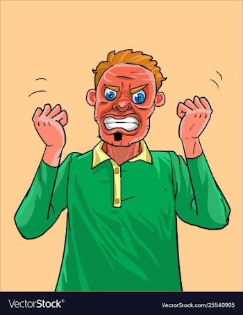 Angry man raised fist and shout and screaming vector image