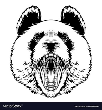 Angry roaring panda head mascot character emblem vector image