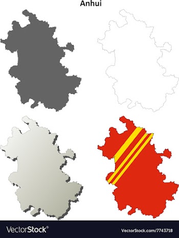 Anhui blank outline map set vector image