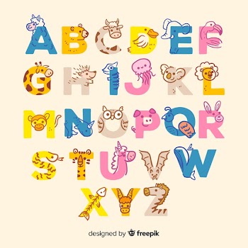 Animal alphabet with cute letters Free Vector