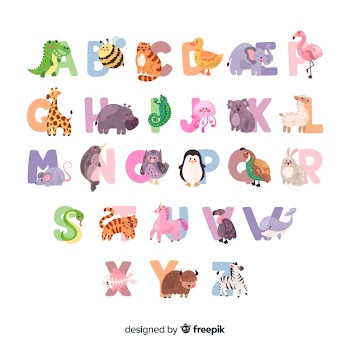 Animal alphabet with mammals and birds Free Vector