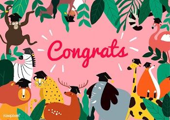 Animal cartoon style graduation card vector | Free stock vector - 477113