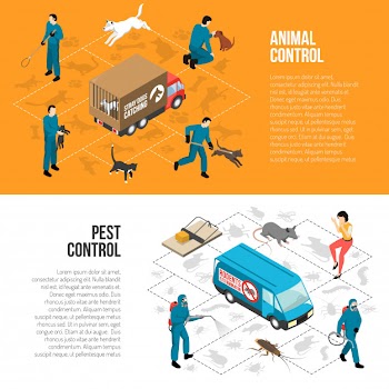 Animal control isometric horizontal banners Free Vector