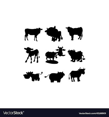 animal cow collection set silhouette