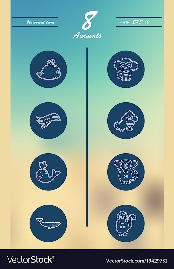 Animal icons set outline style of animal icons vector image