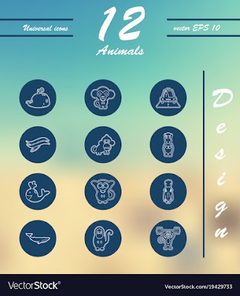 Animal icons set outline style of animal icons vector image