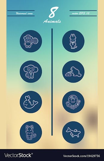 Animal icons set outline style of animal icons vector image
