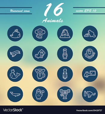 Animal icons set outline style of animal icons vector image