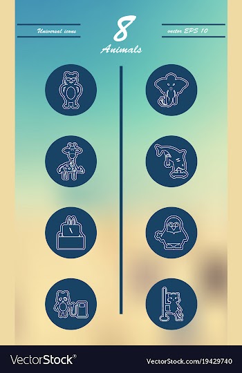 Animal icons set outline style of animal icons vector image