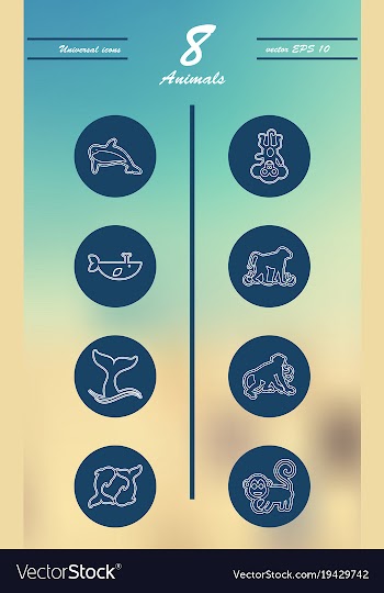 Animal icons set outline style of animal icons vector image